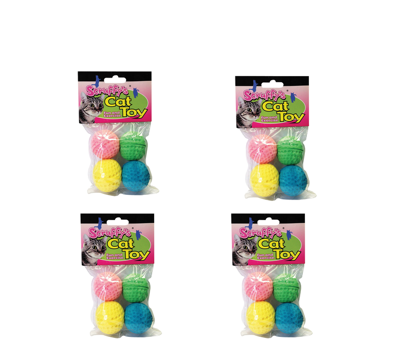 Scruffys #A04467 Assorted Foam Sponge Balls Cat Toy Large ~ 4Pack