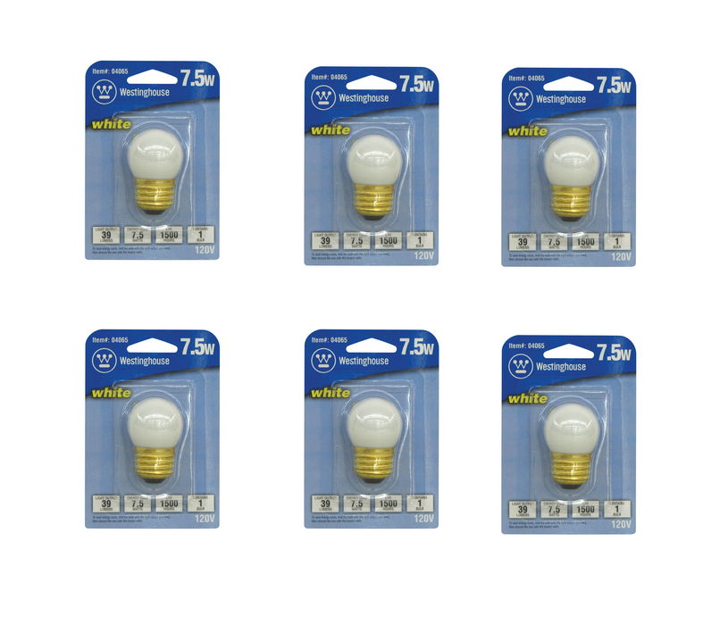 Westinghouse #04065 7.5 W S11 Specialty Incandescent Bulb E26 (Medium) White ~ 6-Pack