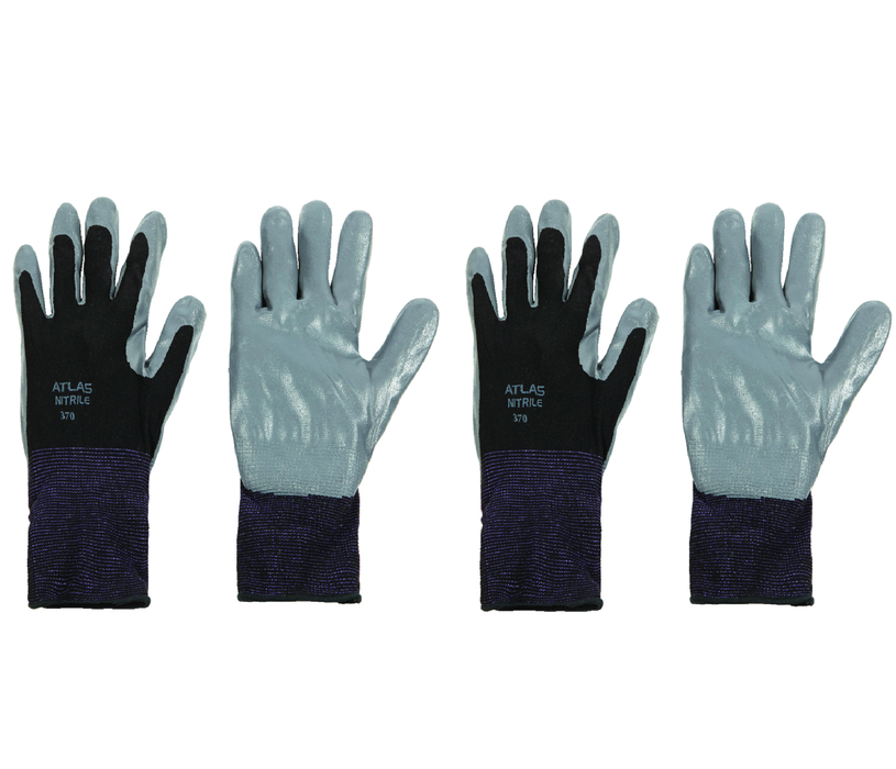 Atlas #370BXL-09.RT Unisex Indoor/Outdoor Dipped Gloves Black/Gray XL ~ 2-Pack