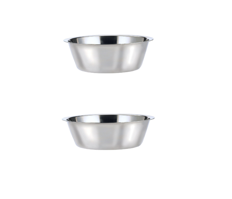 Hilo ZW150 98 Silver Plain Stainless Steel 5 qt Pet Dish For Dogs ~ 2Pack