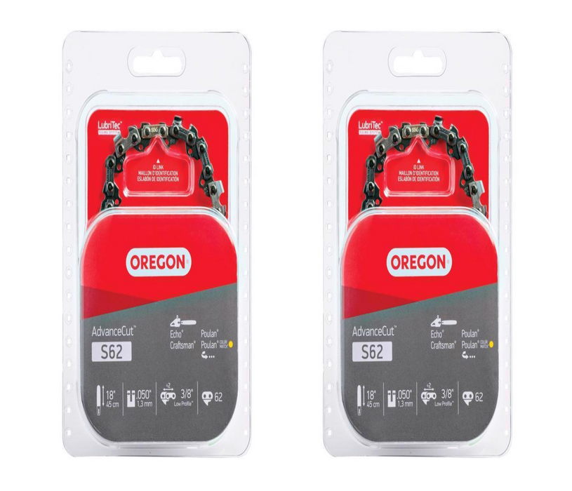 Oregon AdvanceCut S62 18 in. Chainsaw Chain 62 links ~ 2-Pack