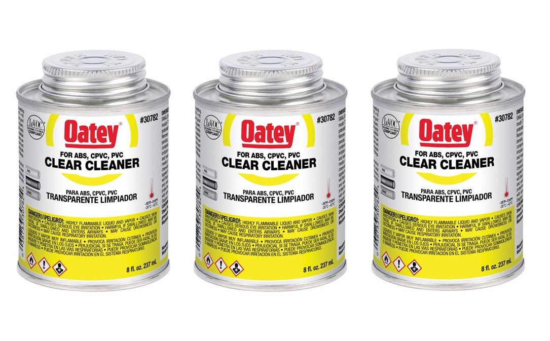 Oatey #30782 Clear Cleaner For ABS/CPVC/PVC Pipe & Fittings ~ 3-Pack ~ 24 oz Total