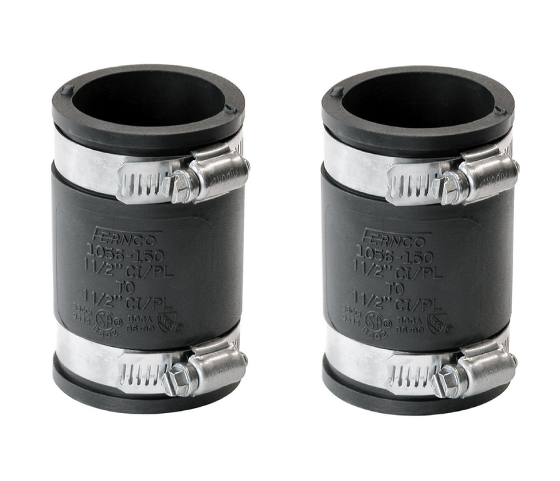 Fernco #P1056-150 Schedule 40 1-1/2 in. Hub each X 1-1/2 in. D Hub PVC Flexible Coupling ~ 2-Pack