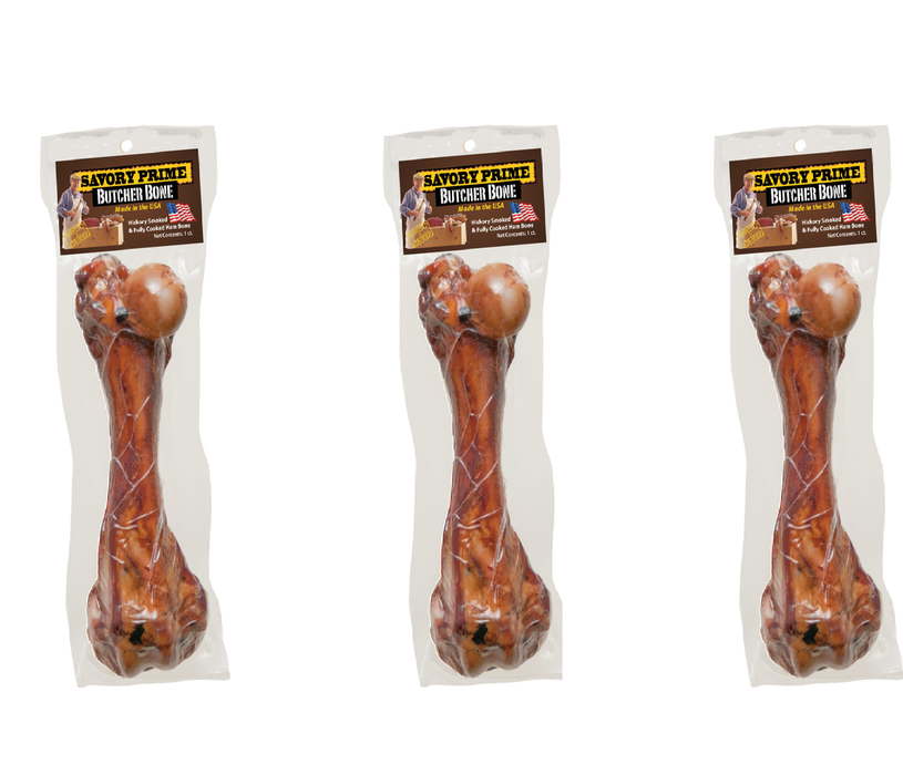 Savory Prime #88803 Butcher Bones Smoked Ham Grain Free Treats For Dogs 12 in. ~ 3-Pack