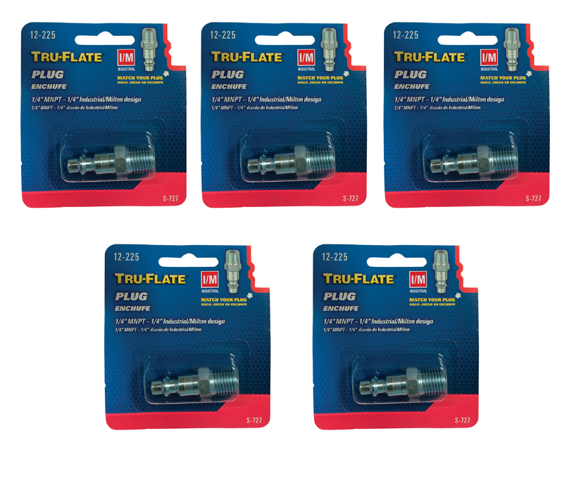 Tru-Flate #TRFL12225 Steel Air Plug 1/4 in. Male ~ 5-Pack