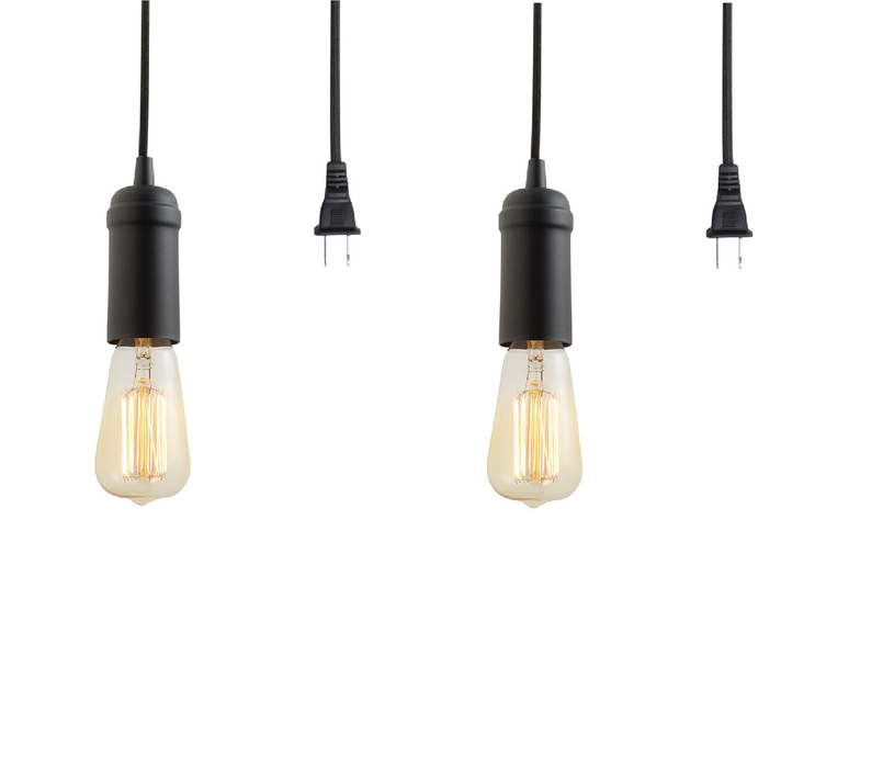 Globe Electric #60536 2 in 1 Plug in or Hardwire Matte Black 1 lights Pendant Light ~ 2-Pack