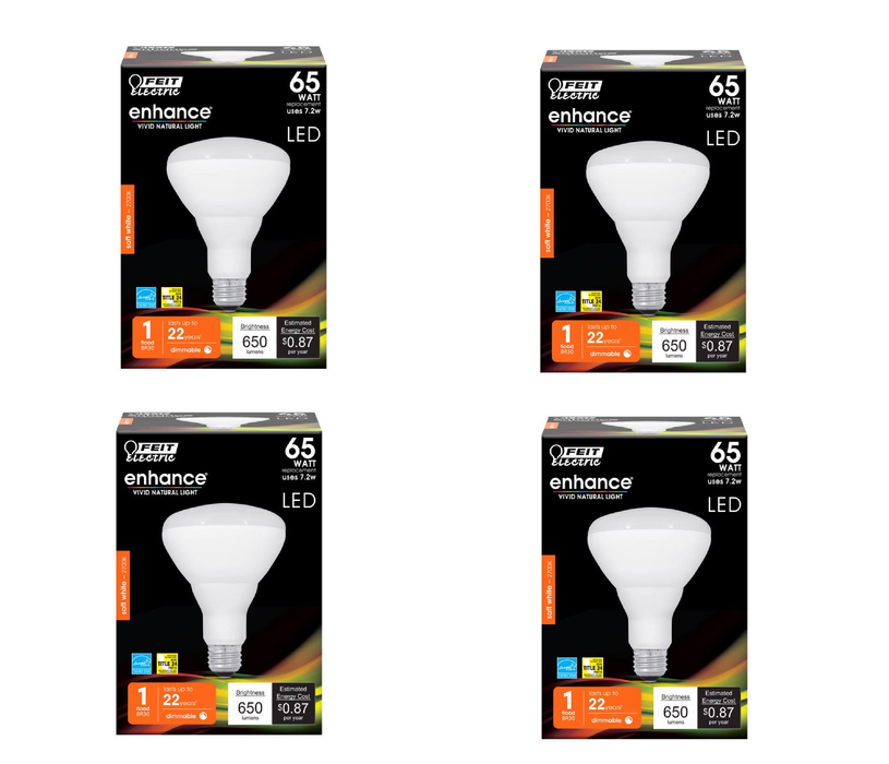 Feit #BR30DM/927CA BR30 E26 (Medium) LED Bulb Soft White 65 Watt Equivalence ~ 4-Pack