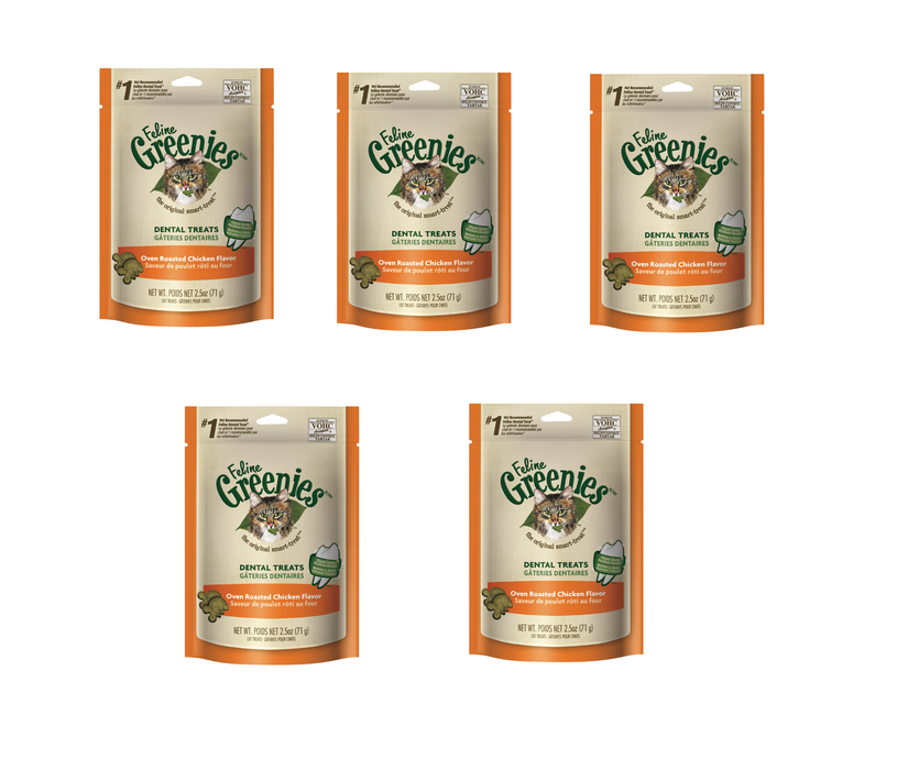 Greenies #428238 Oven Roasted Chicken Treats For Cat 2.5 oz ~ 5Pack