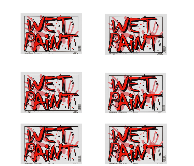 Hillman #844682 English White Wet Paint Sign 8 in. H X 12 in. W ~ 6-Pack