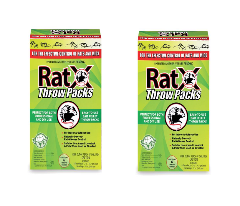 RatX Non-Toxic Bait Pellet Throw Pack For Mice and Rats 6 pk ~ 2-Pack ~ 12 Total