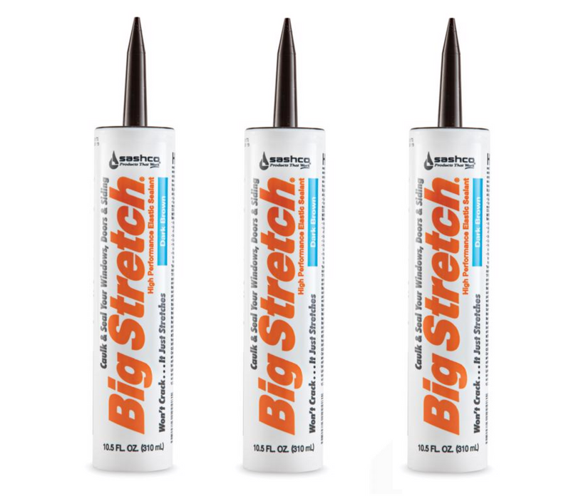 Sashco #10008 Big Stretch Dark Brown Elastomeric Acrylic Latex Door/Siding/ Window Caulk 10.5 oz ~ 3-Pack