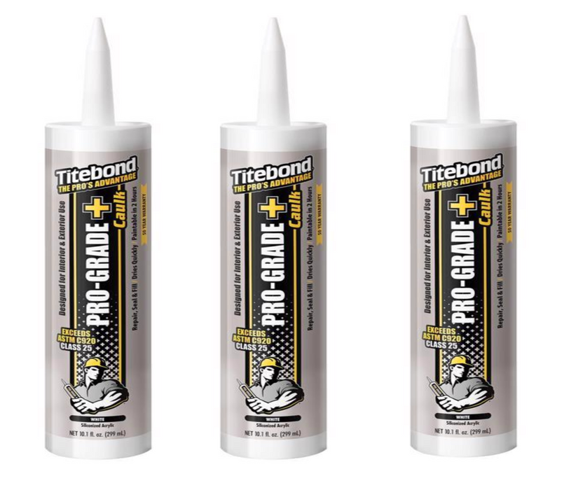 Titebond Pro-Grade Plus White Siliconized Acrylic Multipurpose Caulk 10.1 oz ~ 3-Pack