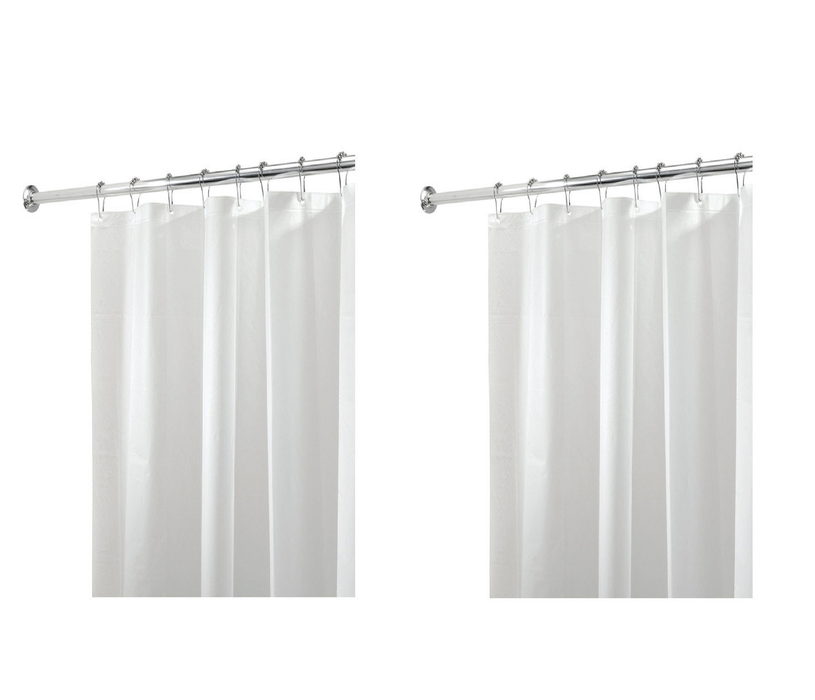 iDesign #12054 72 in. H X 72 in. W White Solid Shower Curtain Liner PEVA ~ 2-Pack