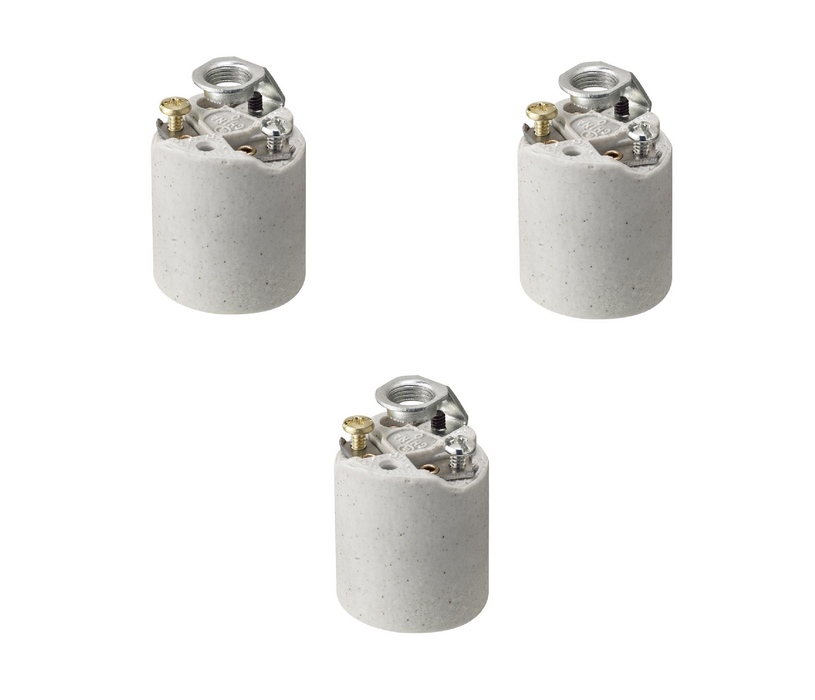 Leviton #03152-008 Porcelain Incandescent Medium Base Keyless Socket ~ 5-Pack