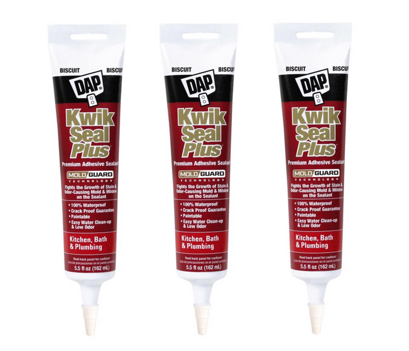 DAP #7079818539 Kwik Seal Biscuit Siliconized Latex Adhesive Caulk 5.5 oz ~ 3-Pack