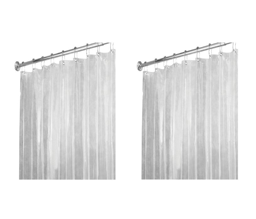 iDesign #14551 72 in. H X 72 in. W Clear Solid Shower Curtain Liner Vinyl ~ 2-Pack