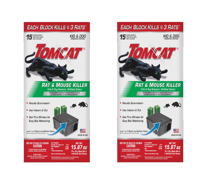 Tomcat #0370910 Bait Station Blocks For Mice and Rats ~ 2-Pack