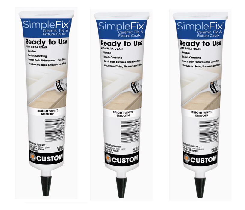 Custom Building Products #CTFC3815 SimpleFix Bright White Siliconized Acrylic Tile Caulk 5.5 oz ~ 3-Pack