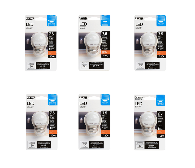 Feit Electric #BP71/2S/W/LED S11 E26 (Medium) LED Bulb Soft White 7.5 Watt Equivalence 1 pk ~ 6-Pack