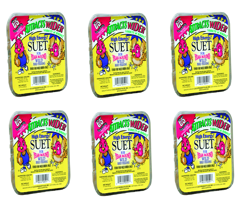 C&S Products #12501 Assorted Species Beef Suet Wild Bird Food 11.75 oz ~ 6-Pack