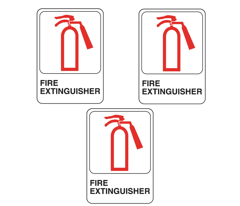 Hillman #847114 English White Fire Extinguisher Sign 7 in. H X 5 in. W ~ 3-Pack