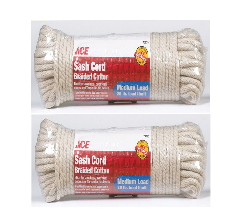 Ace #A3016H100H10AC3 1/4 in. D X 100 ft. L White Solid Braided Cotton Cord ~ 2-Pack