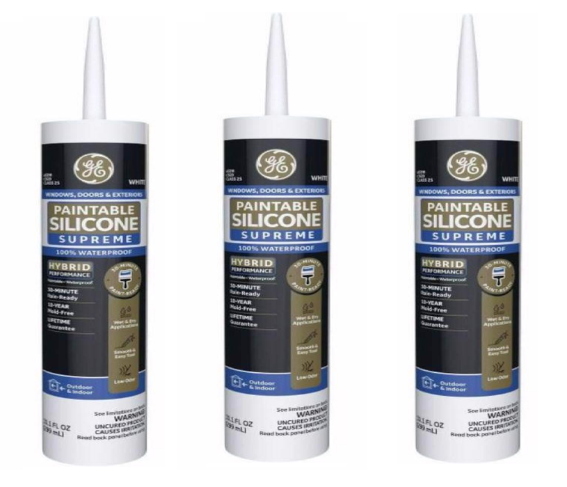 GE #2861246 White Supreme Silicone Window and Door Caulk Sealant 10.1 oz ~ 3-Pack