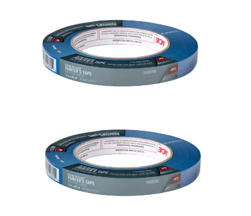 Ace #1239653 Clean Release 0.7 in. W X 60 yd L Blue Medium Strength Painter's Tape ~ 2-Pack