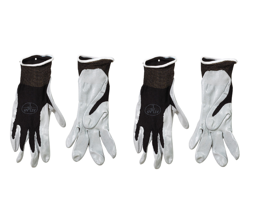 Atlas #370BS-06.RT Unisex Indoor/Outdoor Dipped Gloves Black/Gray S 1 pair ~ 2-Pack