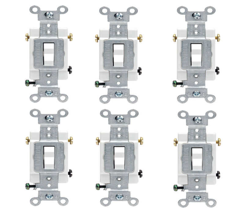 Leviton #CS315-2WS 15 amps Three Pole Toggle AC Quiet Switch White ~ 6-Pack