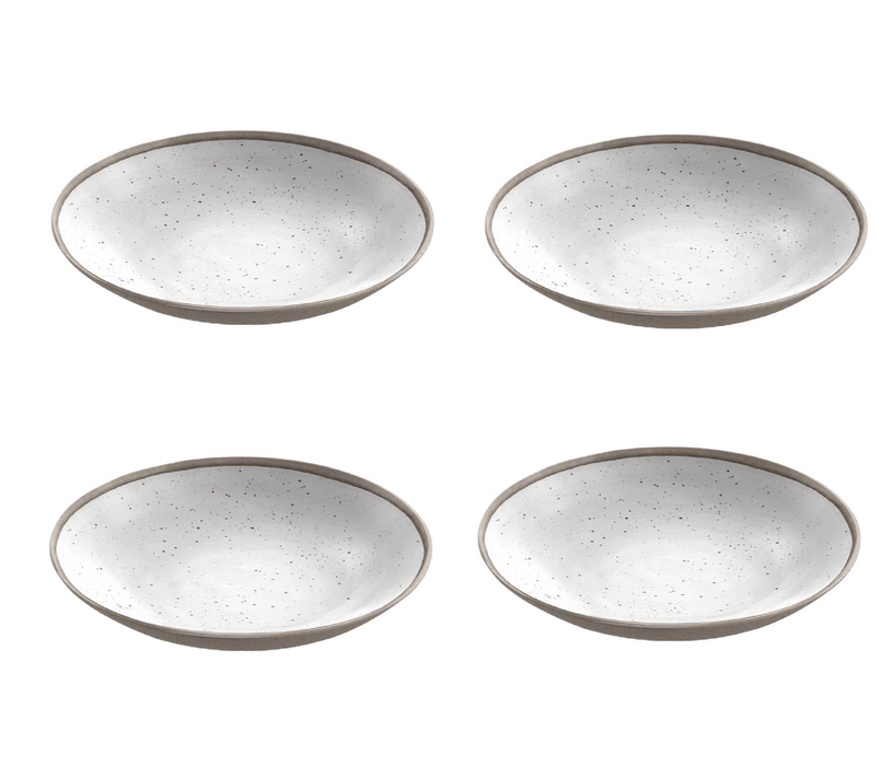 Tarhong Gray/White Melamine Kiln Low Bowl ~ 4-Pack