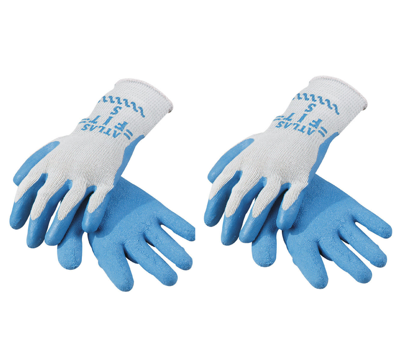 Atlas #MFR #: 300XL-10.RT Fit Unisex Indoor/Outdoor Coated Work Gloves Blue/Gray XL ~ 2-Pack