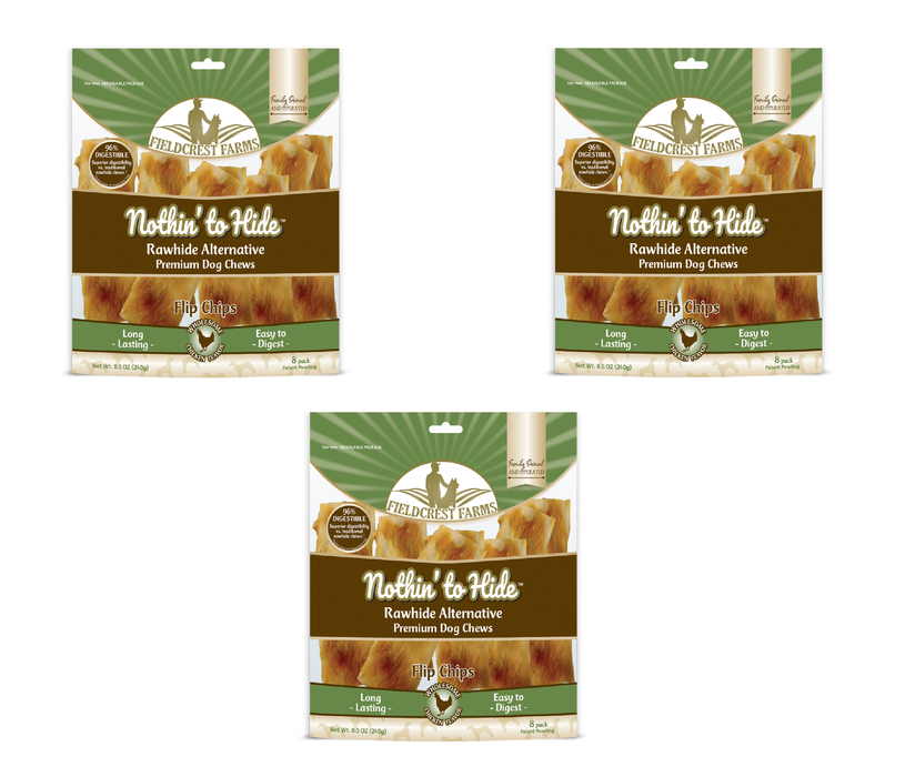 Fieldcrest Farms Nothin' to Hide Chicken Grain Free Chews For Dogs 8 pk ~ 3-Pack ~ 24 Total