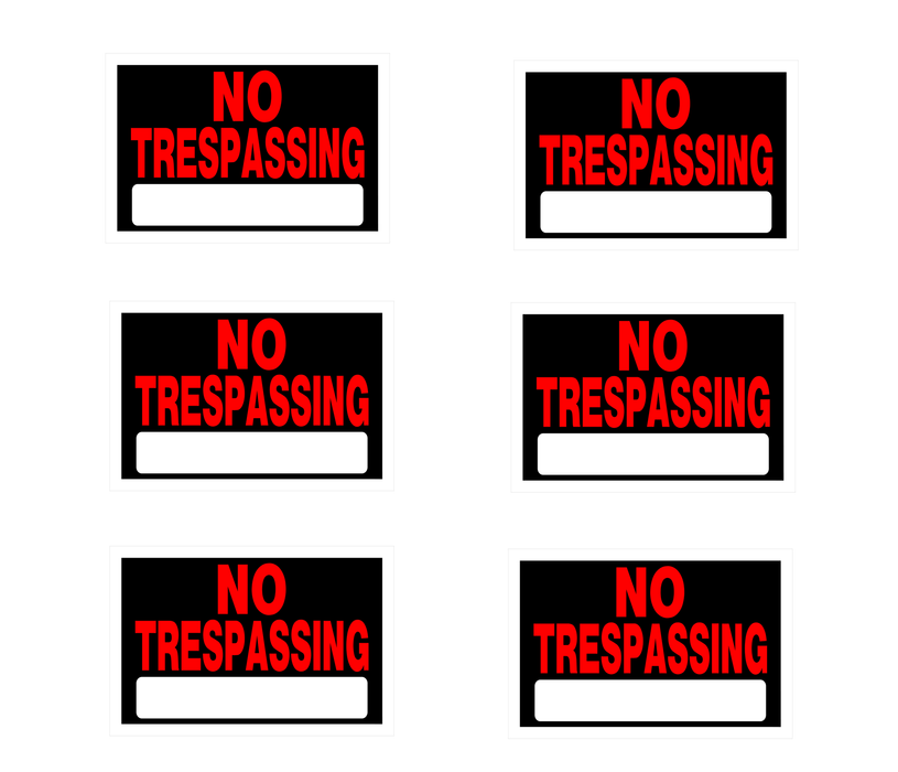 Hillman #839904 English Black No Trespassing Sign 8 in. H X 12 in. W ~ 6-Pack