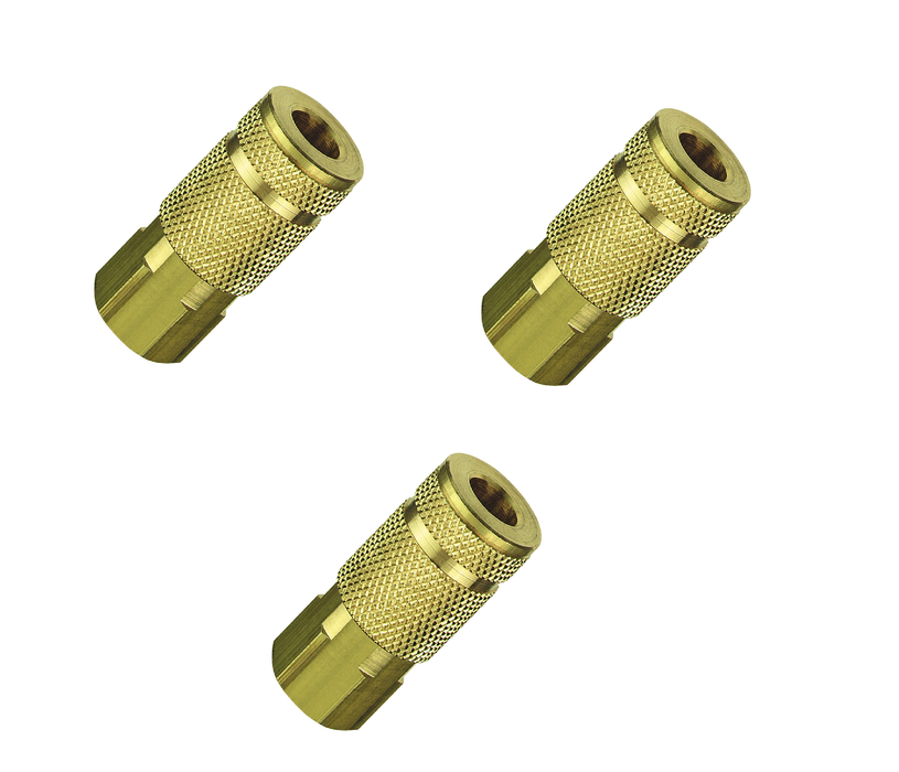 Tru-Flate #TRFL13335 Brass Air Coupler 1/4 in. Female ~ 3-Pack