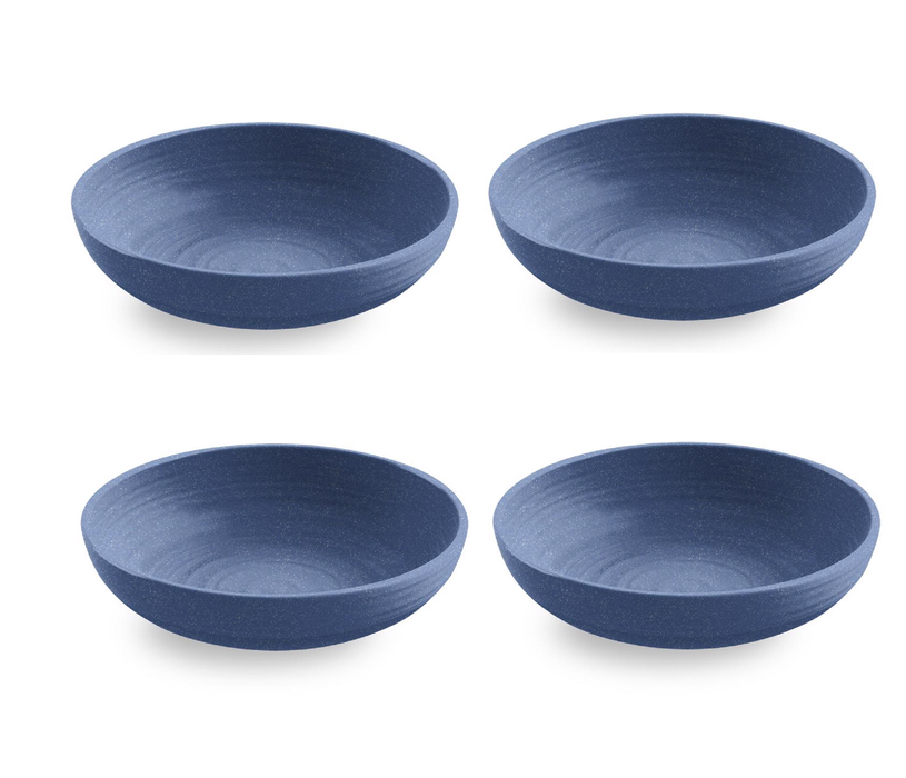 Tarhong Blue Bamboo/Fiber Artisan Low Bowl ~ 4-Pack