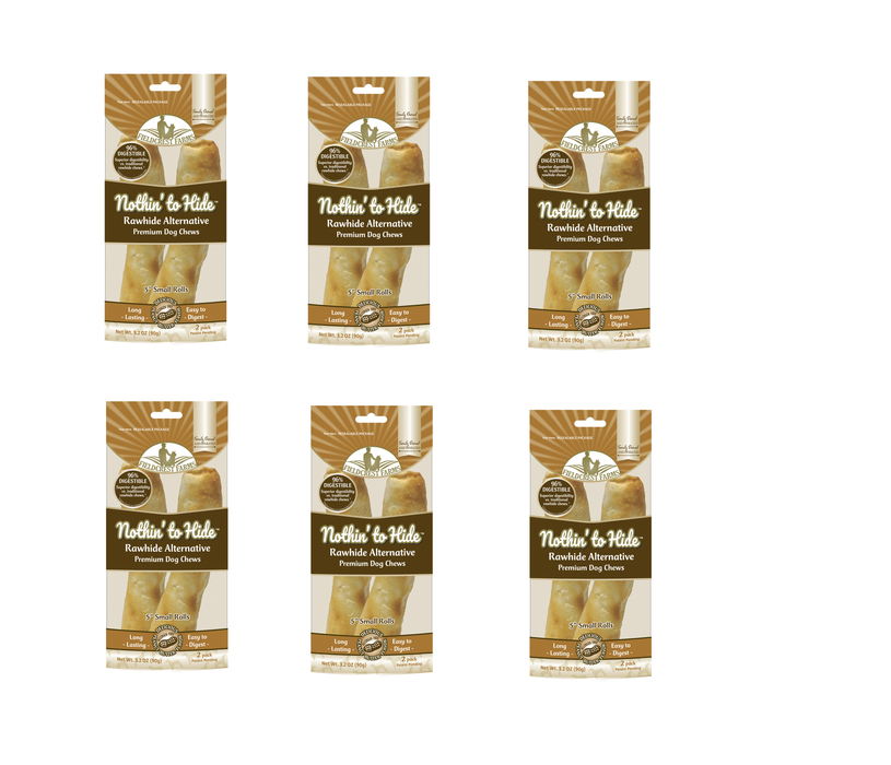 Fieldcrest Farms #167 Nothin' to Hide Peanut Butter Grain Free Chews For Dogs 5 in. ~ 6-Pack ~ 12 Chews Total