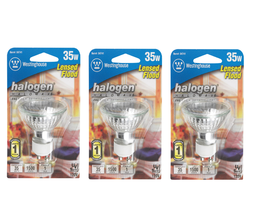 Westinghouse #04741 35 W MR16 Floodlight Halogen Bulb 180 lm White ~ 3-Pack