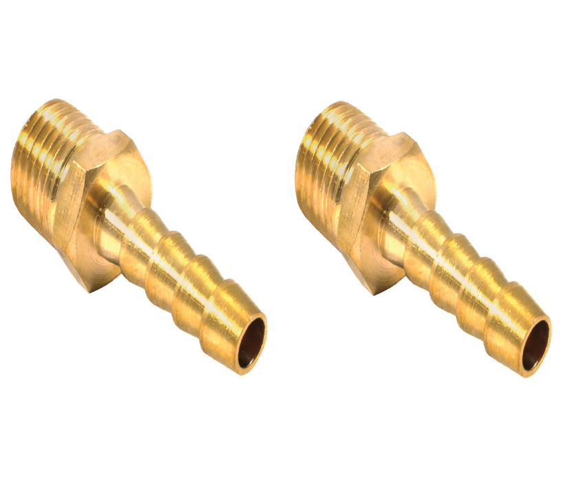 Forney #75360 Brass Air Hose End 1/4 in. Male X 1/4 in. Hose Barb ~ 2-Pack