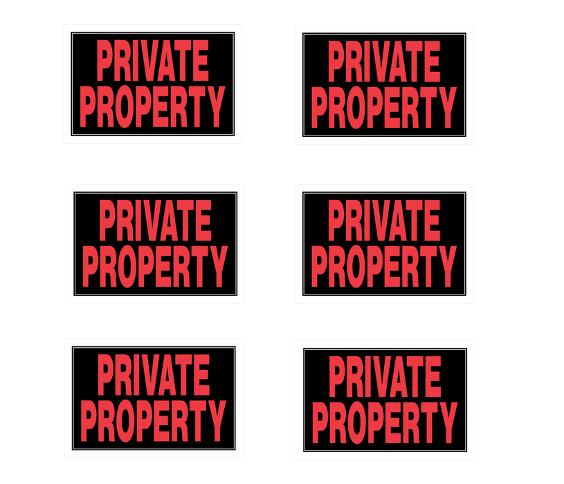 Hillman #839908 English Black Private Property Sign 8 in. H X 12 in. W ~ 6-Pack