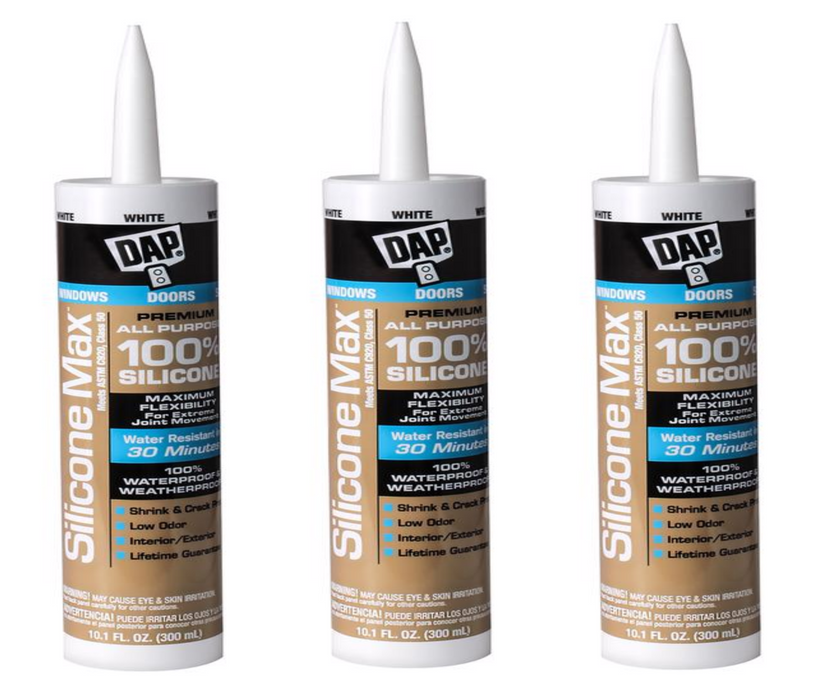 DAP Silicone Max White Silicone All Purpose Sealant 10.1 oz ~ 3-Pack