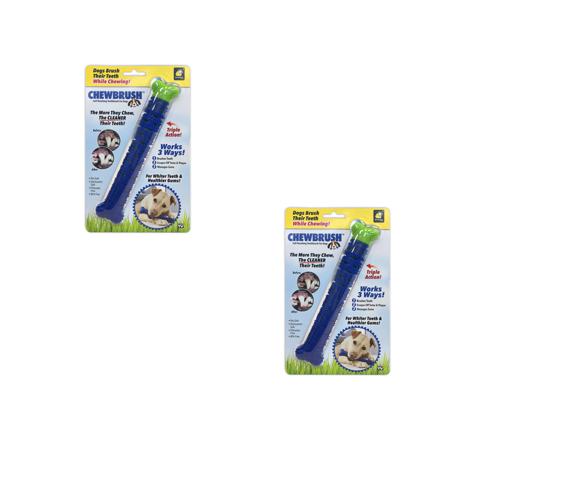 Bulbhead #13597-12 Chew Brush Blue Dog Self Brushing Toothbrush ~ 2Pack