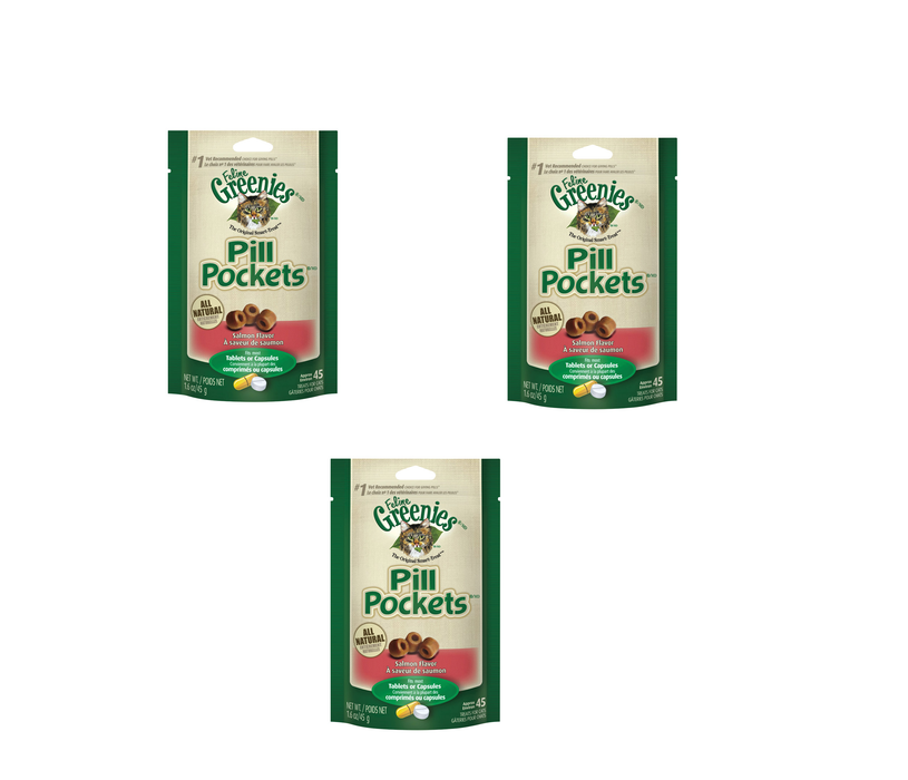 Greenies GREO2142 Pill Pockets Salmon Treats For Cat 1.6 oz ~ 3Pack