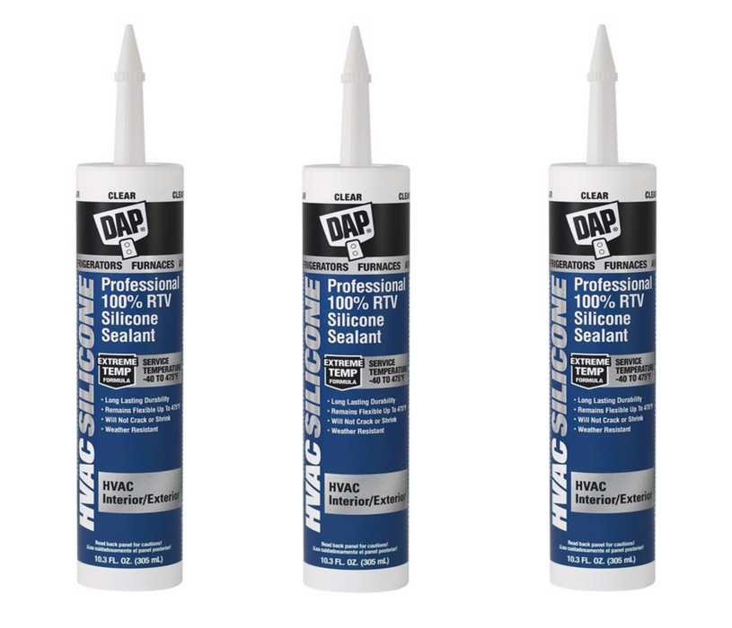 DAP HVAC Silicone Clear 100% RTV Silicone HVAC Sealant 10.3 oz ~ 3pk