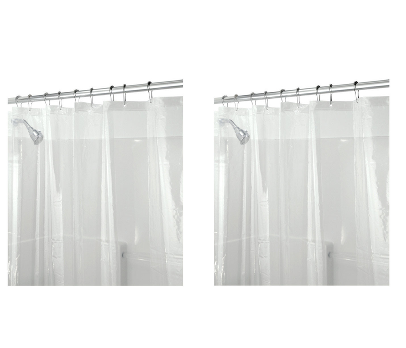 iDesign #12052 72 in. H X 72 in. W Clear Solid Shower Curtain Liner PEVA ~ 2-Pack