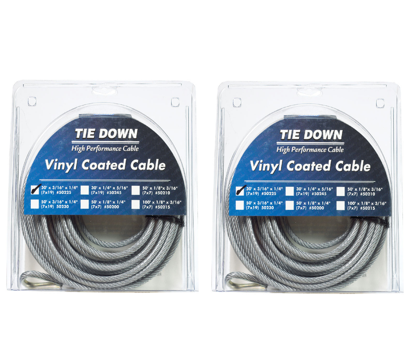 Tie Down Engineering #50225 Vinyl Coated Galvanized Steel 3/16 in. D X 30 ft. L Aircraft Cable ~ 2-Pack