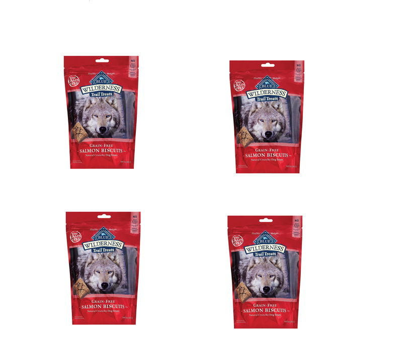 Blue Buffalo #596554 Blue Wilderness Salmon Biscuits Grain Free Treats For Dog 10 oz ~ 4Pack