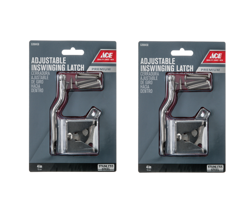 Ace #01-3420-015 7.5 in. H X 2 in. W X 4 in. L Stainless Steel Adjustable Gate Latch ~ 2-Pack