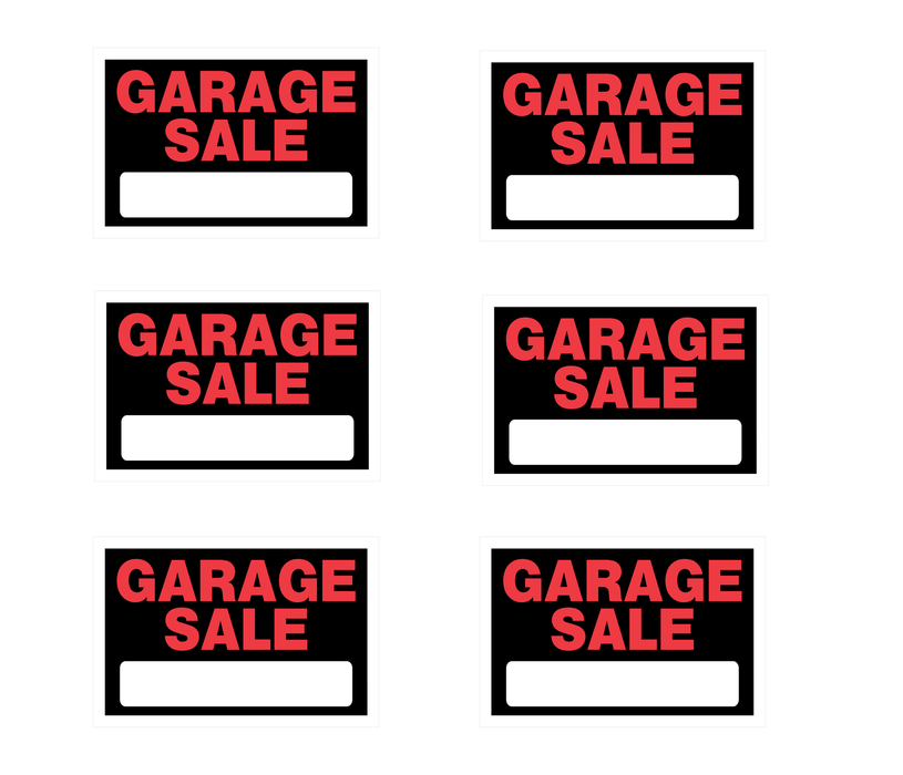 Hillman #839946 English Black Garage Sale Sign 8 in. H X 12 in. W ~ 6-Pack