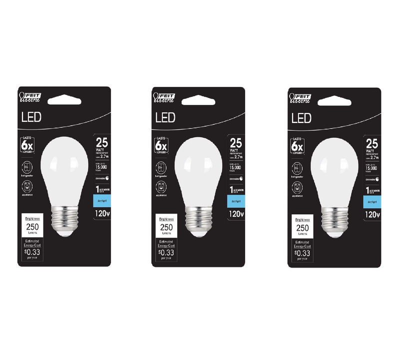 Feit A15 E26 (Medium) LED Bulb Daylight 25 Watt Equivalence ~ 3-Pack